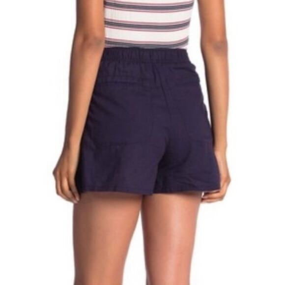 MAX STUDIO linen blend navy blue side button casual shorts Size M NEW - Picture 7 of 8